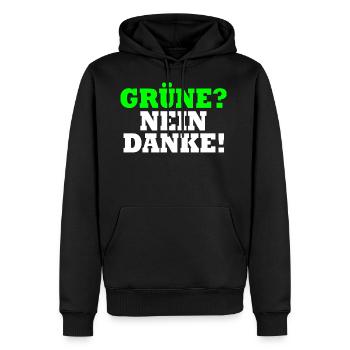 Grüne Nein Danke - Männer Premium Bio Hoodie - Schwarz - Vorne - Nico (187cm)