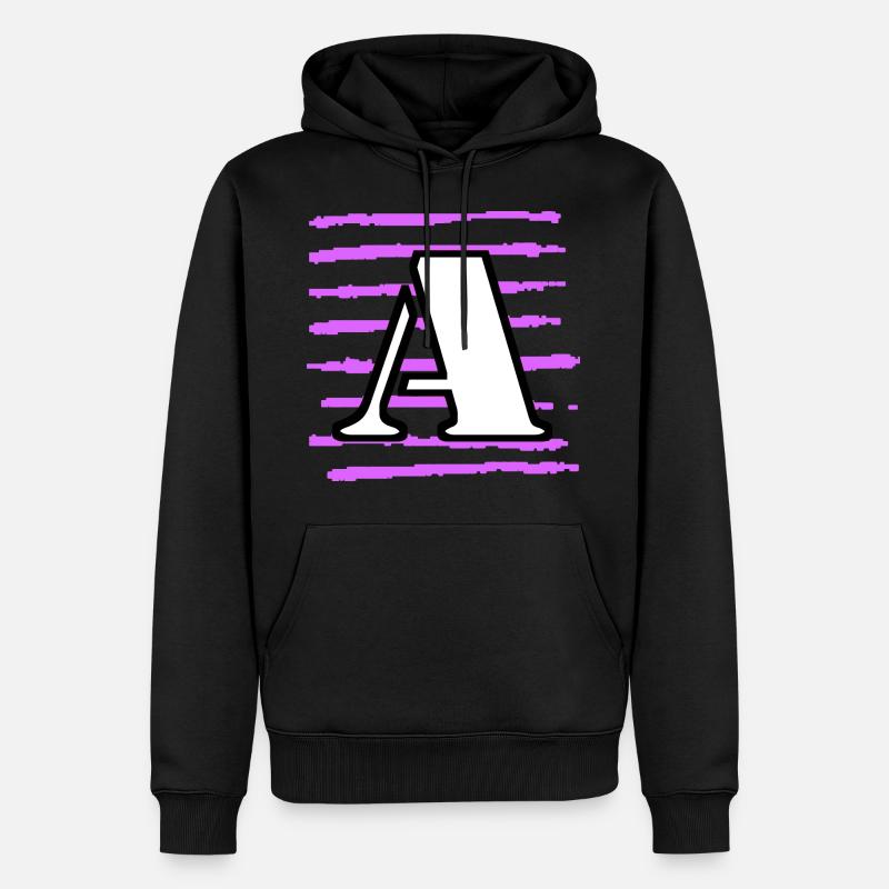 noir blanc violet rayé a - Sweat à capuche Premium bio Homme - noir