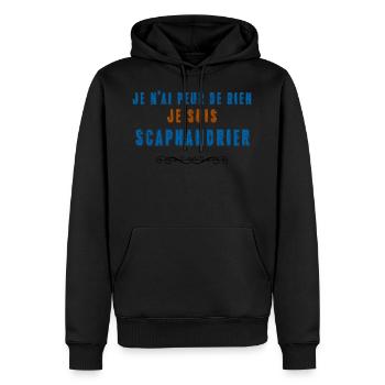 Je n'ai peur de rien je suis scaphandrier - Sweat à capuche Premium bio Homme - noir - Devant - Nico (187cm)
