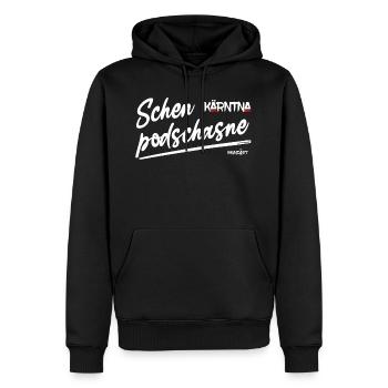 Kärntner Mundart Schen podschasne schön ruhig - Männer Premium Bio Hoodie - Schwarz - Vorne - Nico (187cm)