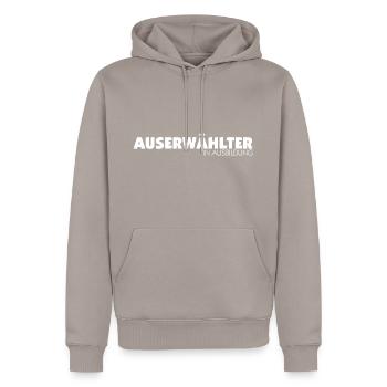 Auserwählter in Ausbildung - Männer Premium Bio Hoodie - Taupe - Vorne - Nico (187cm)
