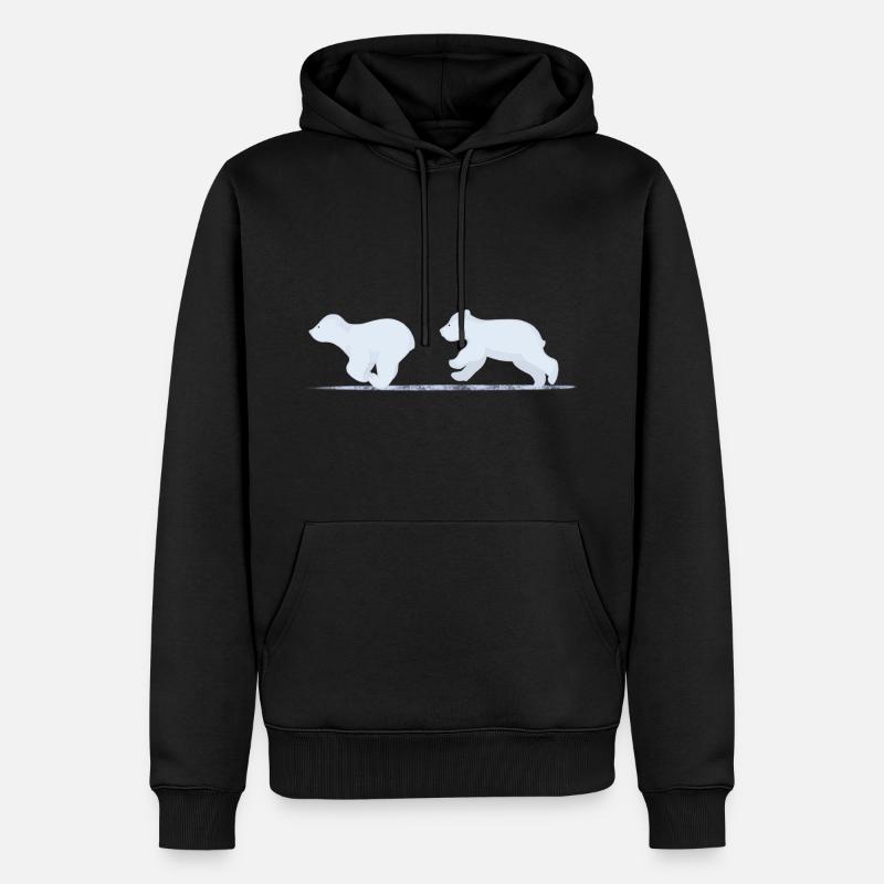 Bärenjunge-Brüder spielen im Eis - Männer Premium Bio Hoodie - Schwarz