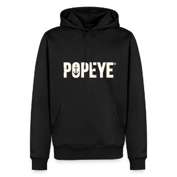 Popeye White Title - Men’s Premium Organic Hoodie - black - Front - Nico (187cm)