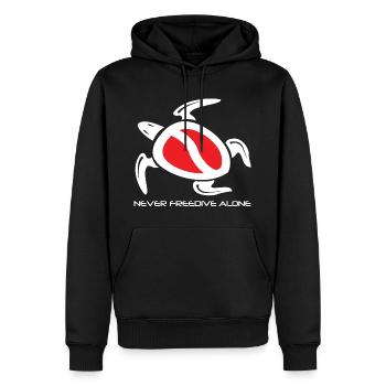 tortue en apnée - Sweat à capuche Premium bio Homme - noir - Devant - Nico (187cm)