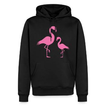 Flamants roses - Sweat à capuche Premium bio Homme - noir - Devant - Nico (187cm)