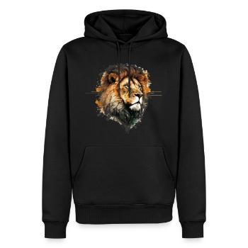 Lion Lion’s Head Art Color Splashes Aquarelles - Sweat à capuche Premium bio Homme - noir - Devant - Nico (187cm)