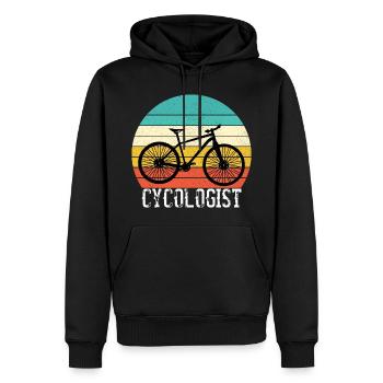 Cycologue Funny Vintage Cycliste - Sweat à capuche Premium bio Homme - noir - Devant - Nico (187cm)