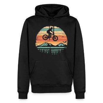 Mountainbike Radfahrer Vintage - Männer Premium Bio Hoodie - Schwarz - Vorne - Nico (187cm)