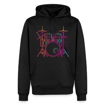 Schlagzeug Skizze Retro - Männer Premium Bio Hoodie - Schwarz - Vorne - Nico (187cm)