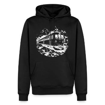 Graphique ferroviaire - Sweat à capuche Premium bio Homme - noir - Devant - Nico (187cm)