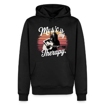 Music is My Therapy clef les amateurs de musique et - Sweat à capuche Premium bio Homme - noir - Devant - Nico (187cm)