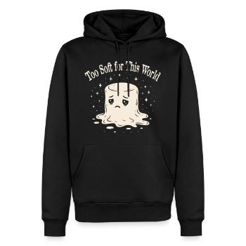 Melancholischer Marshmallow - Sensibel & Soft - Männer Premium Bio Hoodie - Schwarz - Vorne - Nico (187cm)