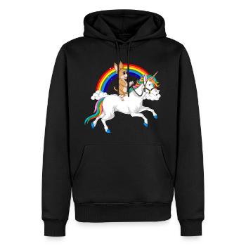 Balade Licorne Chihuahua - Sweat à capuche Premium bio Homme - noir - Devant - Nico (187cm)