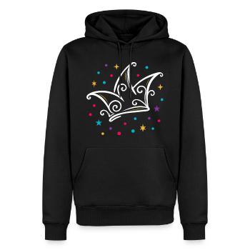 Karneval Narrenkappe modern mit Sternen & Konfetti - Männer Premium Bio Hoodie - Schwarz - Vorne - Nico (187cm)