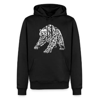 Tribal Grizzly – Wildes Bären Motiv - Männer Premium Bio Hoodie - Schwarz - Vorne - Nico (187cm)