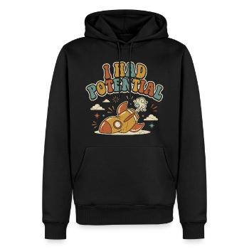 Ich hatte Rocket Potential Retro-Humor - Männer Premium Bio Hoodie - Schwarz - Vorne - Nico (187cm)