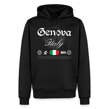 Genua Italien Streetwear Reise Souvenir - Männer Premium Bio Hoodie - Schwarz - Vorne - Nico (187cm)
