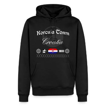 Souvenir de voyage Korčula Croatia Streetwear - Sweat à capuche Premium bio Homme - noir - Devant - Nico (187cm)