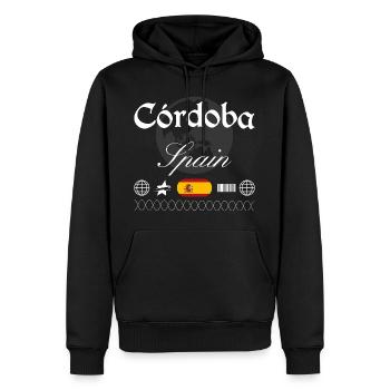 Souvenir de voyage streetwear à Cordoue, Espagne - Sweat à capuche Premium bio Homme - noir - Devant - Nico (187cm)