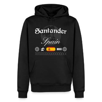 Souvenir de voyage streetwear de Santander Espagne - Sweat à capuche Premium bio Homme - noir - Devant - Nico (187cm)