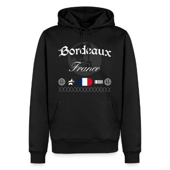 Bordeaux Frankreich Streetwear Reise Souvenir - Männer Premium Bio Hoodie - Schwarz - Vorne - Nico (187cm)
