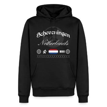Scheveningen Niederlande Streetwear Reise Souvenir - Männer Premium Bio Hoodie - Schwarz - Vorne - Nico (187cm)