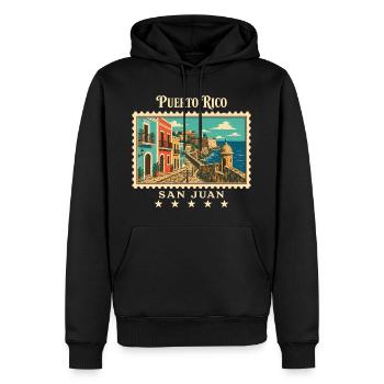 Puerto Rico San Juan Vintage Reisemarke - Männer Premium Bio Hoodie - Schwarz - Vorne - Nico (187cm)