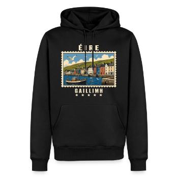 Irland Galway Vintage Reisemarke - Männer Premium Bio Hoodie - Schwarz - Vorne - Nico (187cm)