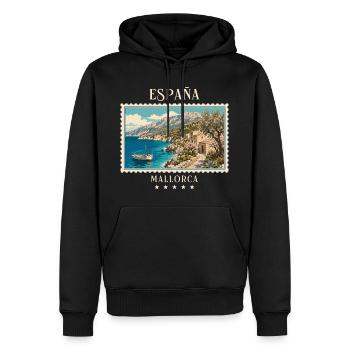 Spanien Mallorca Vintage Reisemarke - Männer Premium Bio Hoodie - Schwarz - Vorne - Nico (187cm)