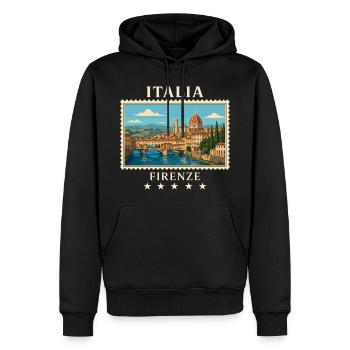 Italien Florenz Vintage Reisemarke - Männer Premium Bio Hoodie - Schwarz - Vorne - Nico (187cm)