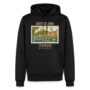 Deutschland Tübingen Vintage Reisemarke - Männer Premium Bio Hoodie - Schwarz - Vorne - Nico (187cm)
