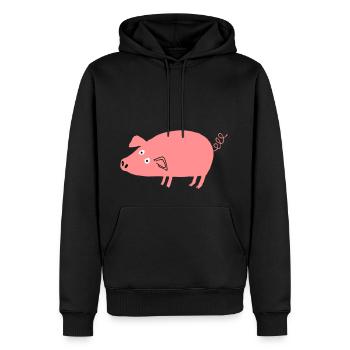 Schwein roz4 - Männer Premium Bio Hoodie - Schwarz - Vorne - Nico (187cm)