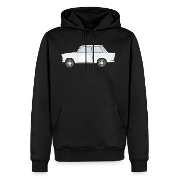 Trabi, Transnt aus der DDR - Männer Premium Bio Hoodie - Schwarz - Vorne - Nico (187cm)