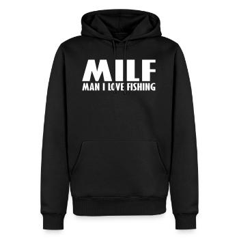 Mann ich liebe Angeln - Männer Premium Bio Hoodie - Schwarz - Vorne - Nico (187cm)