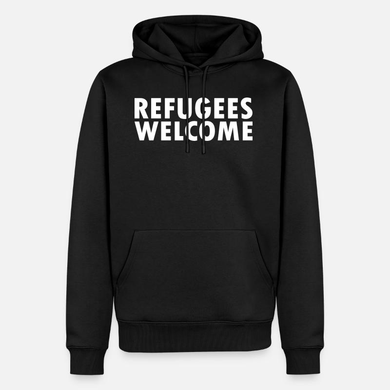 refugees welcome - Sweat à capuche Premium bio Homme - noir