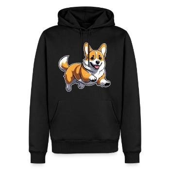 Mignon chien gallois Corgi - Sweat à capuche Premium bio Homme - noir - Devant - Nico (187cm)