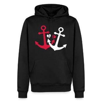 hübsche Anker mit Herzen Liebe verliebt - Männer Premium Bio Hoodie - Schwarz - Vorne - Nico (187cm)