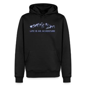 La vie est une aventure - Sweat à capuche Premium bio Homme - noir - Devant - Nico (187cm)