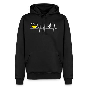 Dortmund Fußball Herzschlag | Herz | Fans Geschenk - Männer Premium Bio Hoodie - Schwarz - Vorne - Nico (187cm)