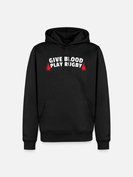 Rugby Geschenk Give Blood play Rugby - Männer Premium Bio Hoodie - Schwarz