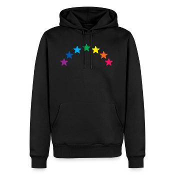 Regenbogensterne - Männer Premium Bio Hoodie - Schwarz - Vorne - Nico (187cm)