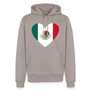 Cœur du drapeau du Mexique - Sweat à capuche Premium bio Homme - taupe - Devant - Nico (187cm)
