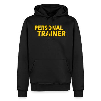 Personal trainer - Sweat à capuche Premium bio Homme - noir - Devant - Nico (187cm)