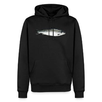 Lachs - Männer Premium Bio Hoodie - Schwarz - Vorne - Nico (187cm)