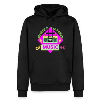 Croyez au pouvoir de la musique - Sweat à capuche Premium bio Homme - noir - Devant - Nico (187cm)