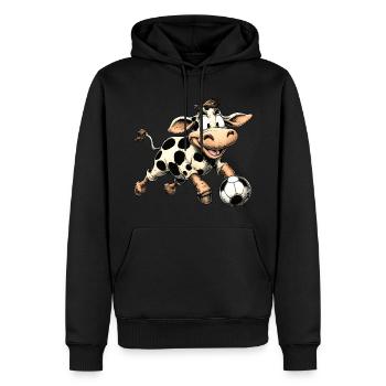 Kühe Fussball / Fussballer Kuh - Männer Premium Bio Hoodie - Schwarz - Vorne - Nico (187cm)