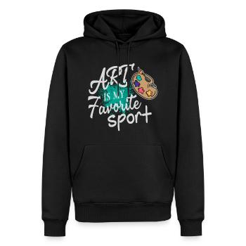Kunst ist mein Lieblingssport Farbspritzer - Männer Premium Bio Hoodie - Schwarz - Vorne - Nico (187cm)