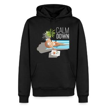 Entspannung und Relax. Just Calm Down - Männer Premium Bio Hoodie - Schwarz - Vorne - Nico (187cm)