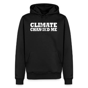 Climate changed me - Männer Premium Bio Hoodie - Schwarz - Vorne - Nico (187cm)