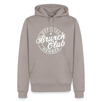 Offizielles Mitglied des Brunch Clubs - Männer Premium Bio Hoodie - Taupe - Vorne - Nico (187cm)
